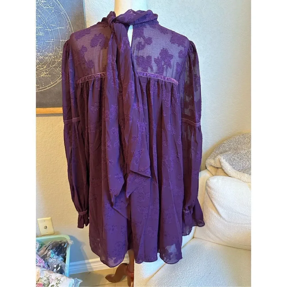 NWT Revolve Tularosa Sienna Purple Lace Long Sleeve Mini Dress Size‎ XL